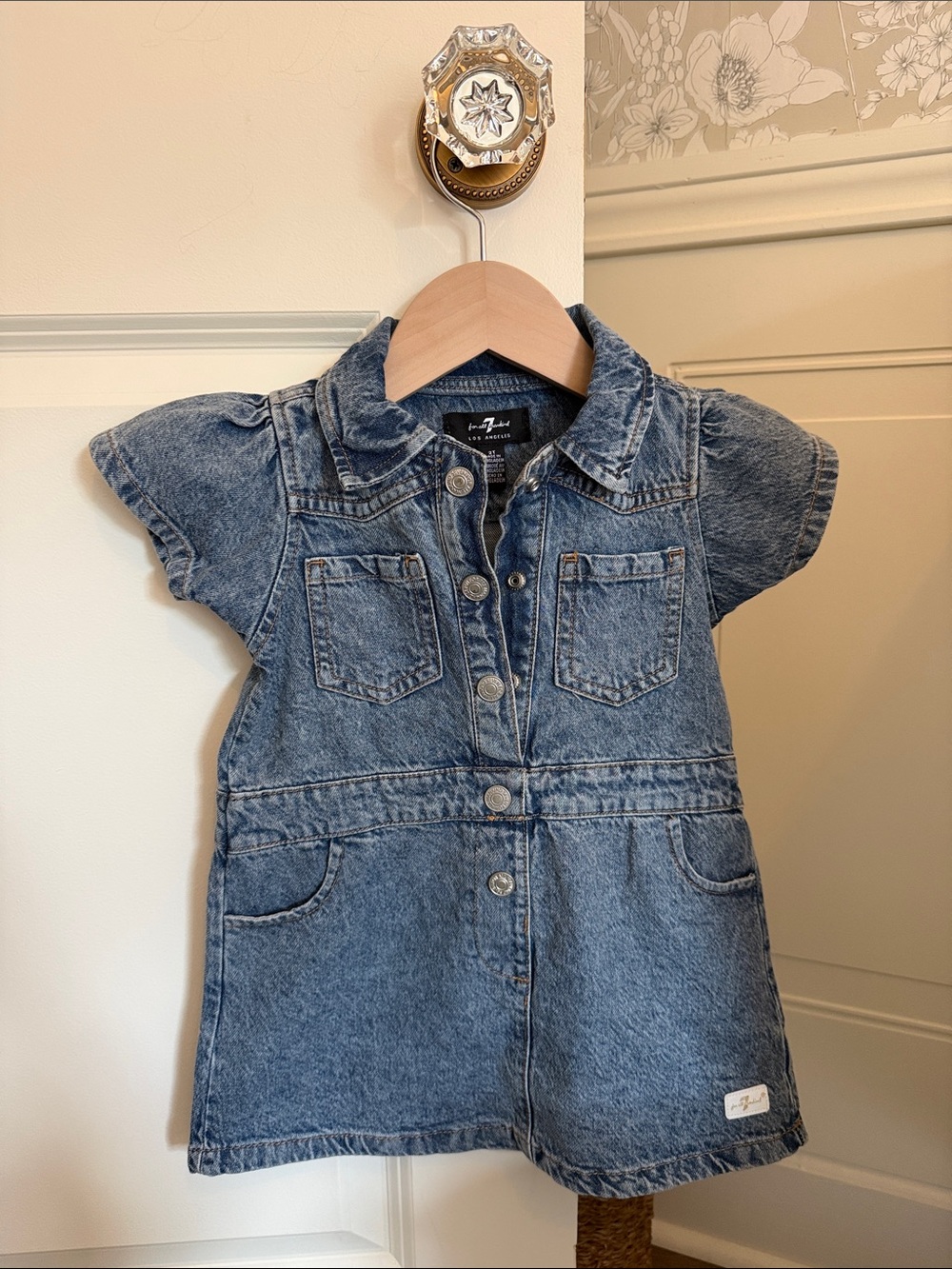 7 For All Mankind Blue Denim Short Sleeve Romper